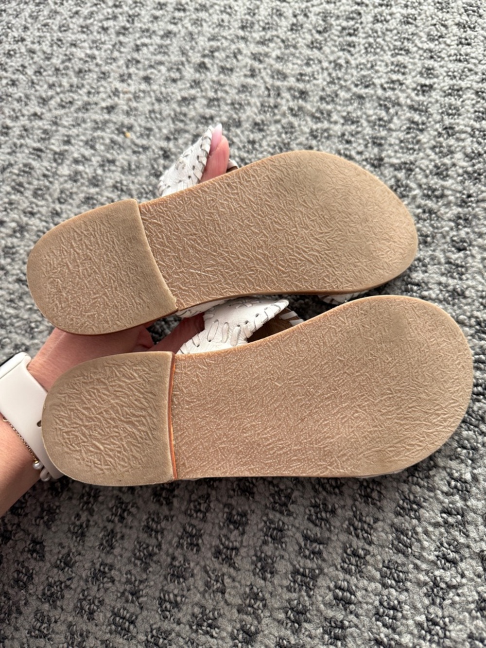 Jack Rogers White Braided Leather Slide Sandals for Kids - Picture 3 of 3
